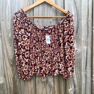 AEO Sunflower Print Smocked Baby Doll Top-NWT